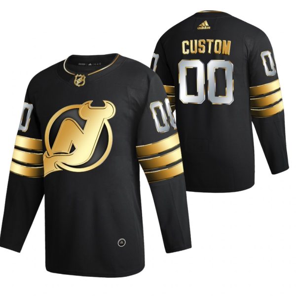 New Jersey Devils Trikot Benutzerdefinierte Schwarz 2021 Golden Edition Limited Authentic